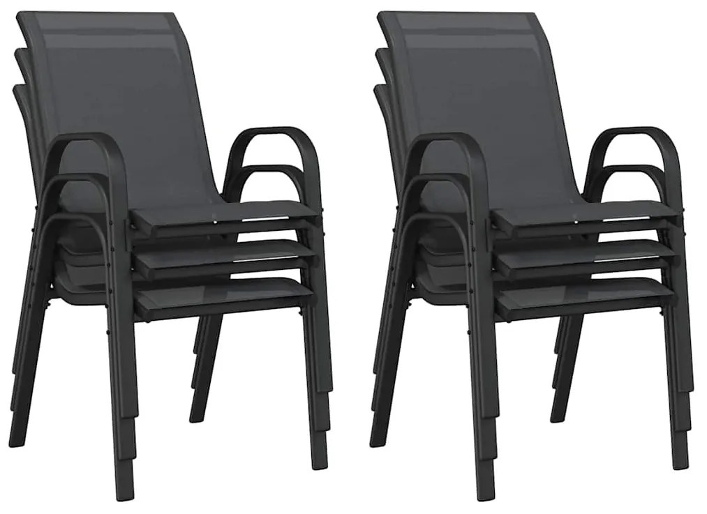 6 db fekete textilén rakásolható kerti szék