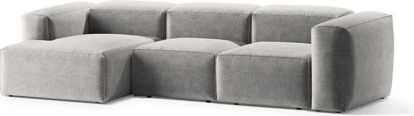 Világosszürke sarokkanapé (bal oldali-heverő résszel) Bergamo – Cosmopolitan Design