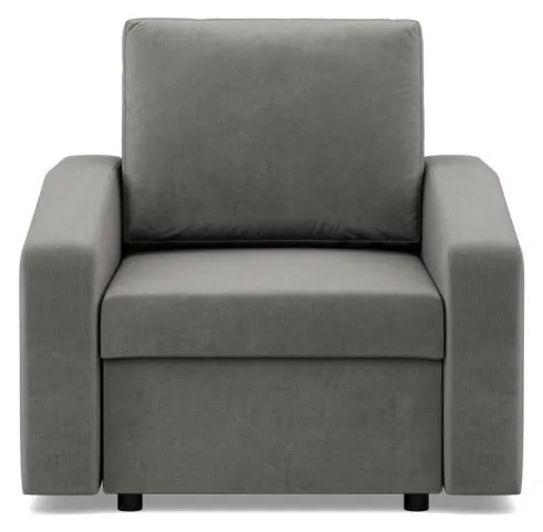 Zeus fotel, döntött kartámasz, bársony, hab töltet, világosszürke