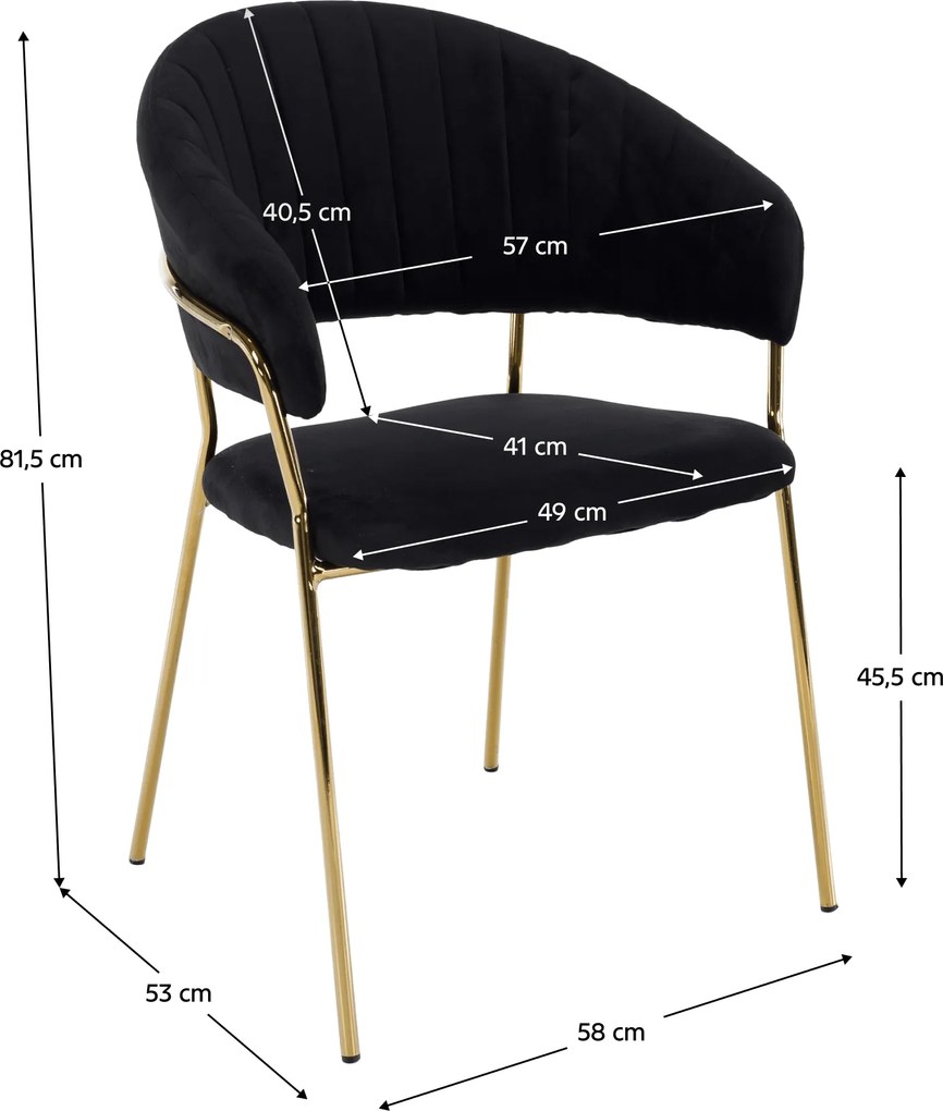 Design étkezőszék, fekete Velvet szövet/gold króm arany, DASMIN TYP 1