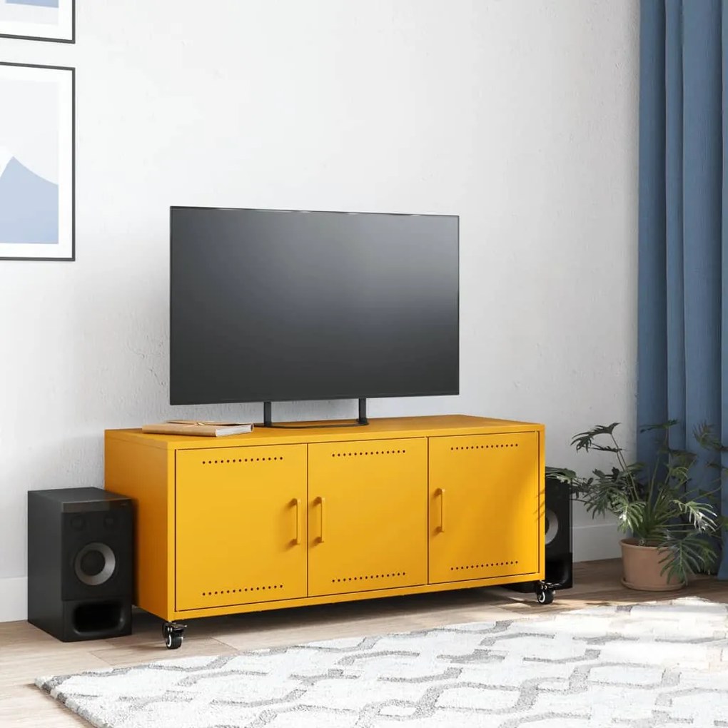 mustársárga acél TV-szekrény 100,5 x 39 x 43,5 cm