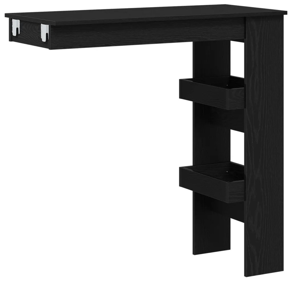 Falra szerelhető bárasztal - Fekete tölgy - 102x55x103.5 cm - Mérnöki fából készült