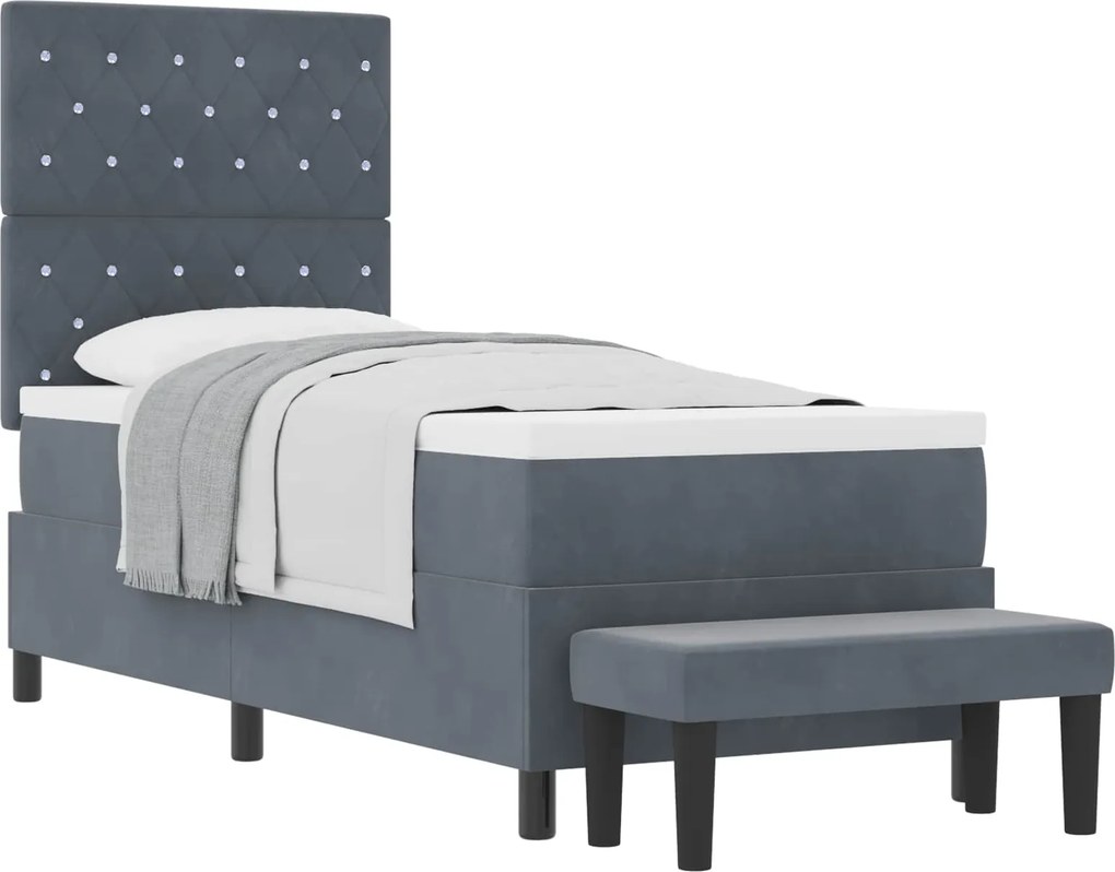 vidaXL Boxrugós ágy matracmal Sötétszürke 80 x 200 cm Bársony