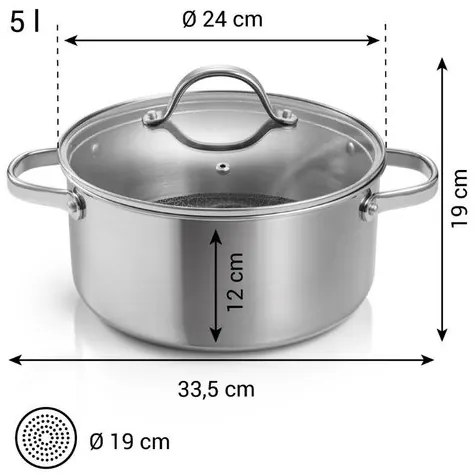 Tescoma SteelCRAFT edény fedővel 24 cm, 5 l, 5 l