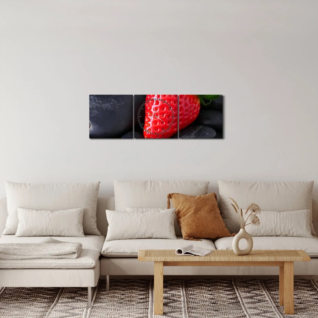 Kép - eper (órával) (90x30 cm)