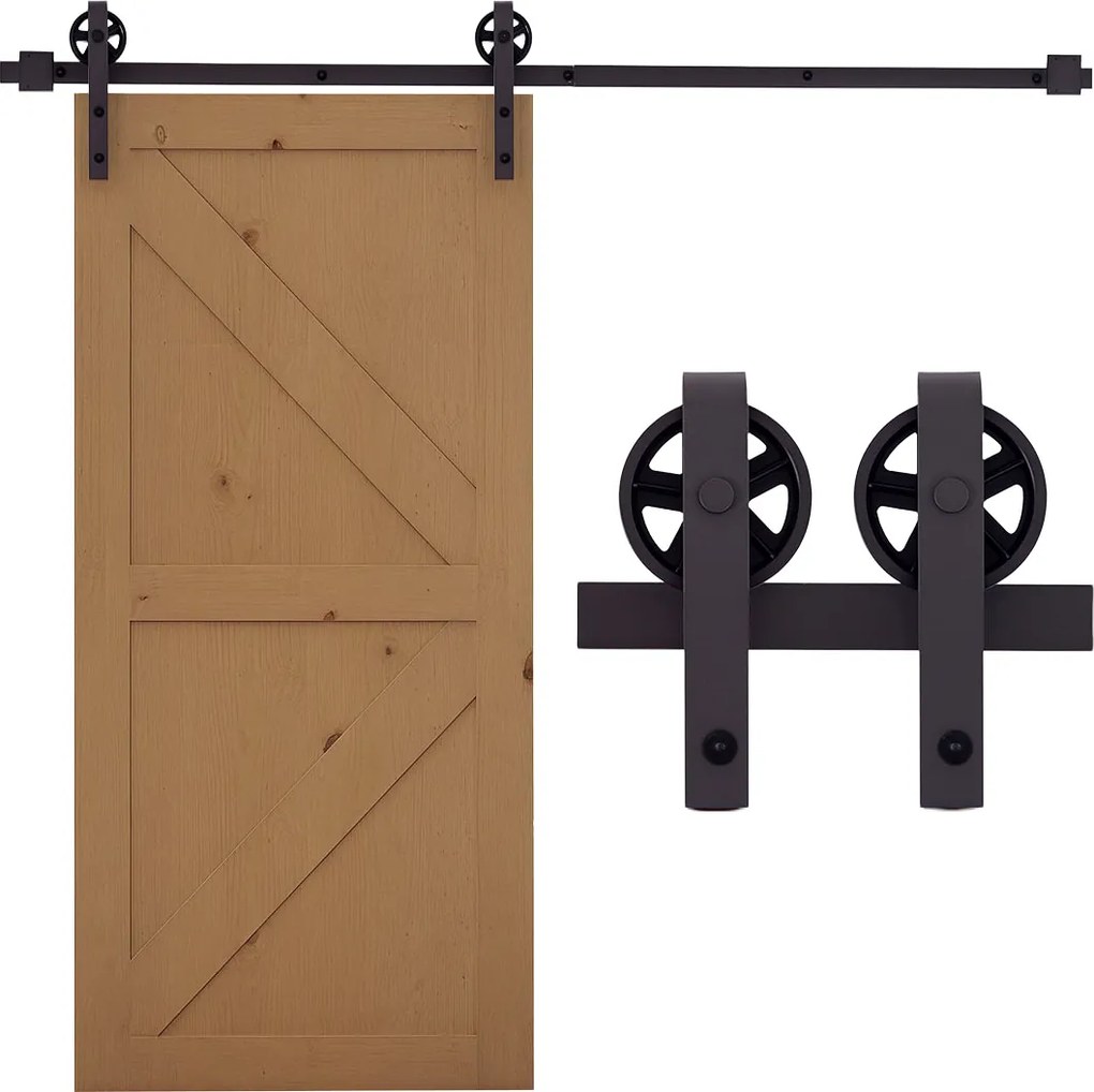 HOMCOM 183 cm-es Csúszóajtó Hardver Készlet Padlóvezető Síkkal Belső Ajtókhoz, 1 Ajtóhoz, Fa Ajtóhoz | Aosom