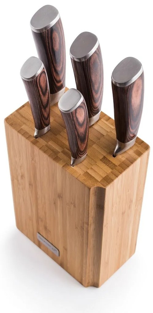 G21 Gourmet Nature késkészlet 5 db + bambusz blokk