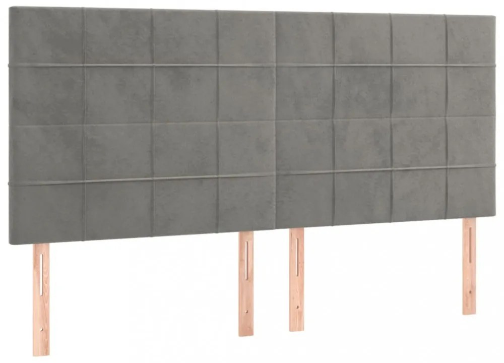 4 db világosszürke bársony fejtámla 100x5x78/88 cm