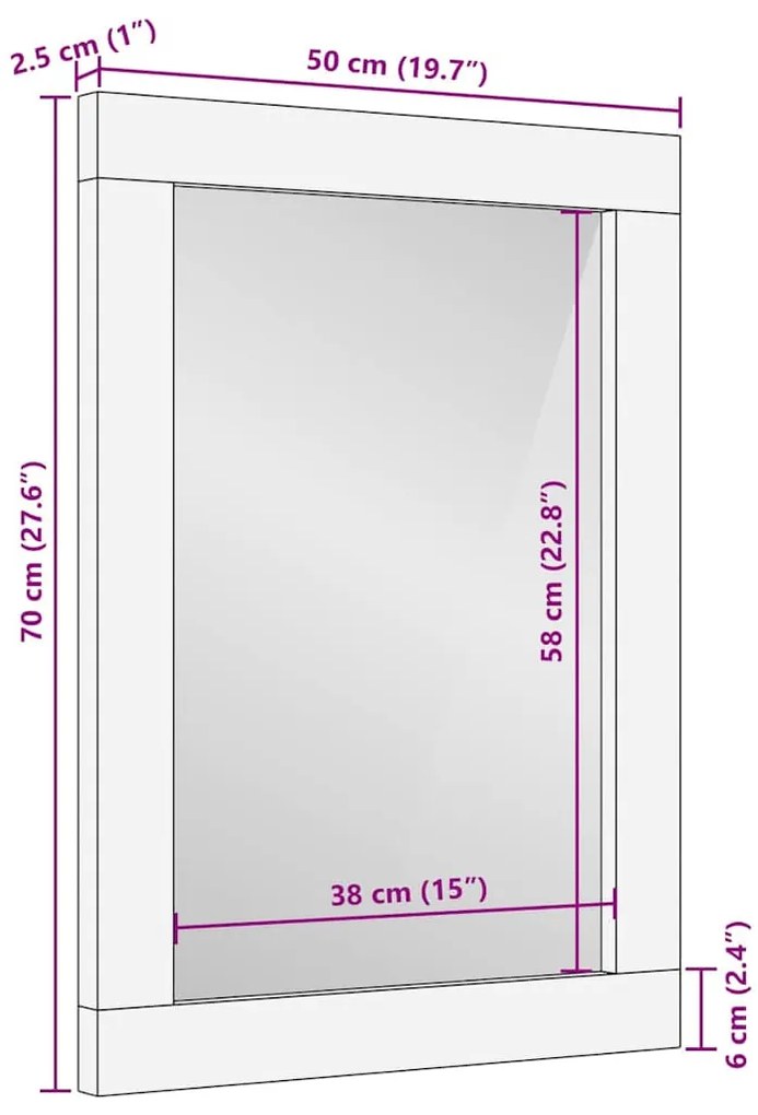 Tükör barna és ezüst 50 x 70 cm Szilárd mangófűrész áru, üveg