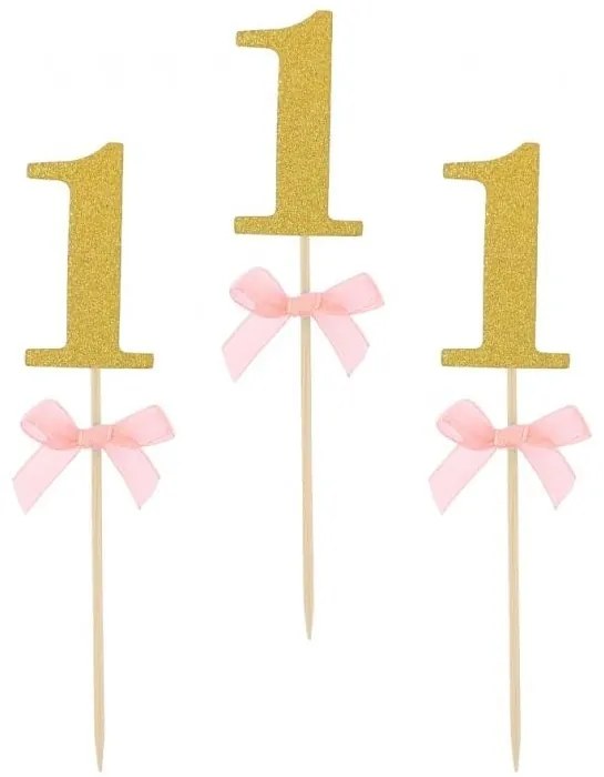 Rózsaszín 1st Birthday díszítő pálca 10 db-os