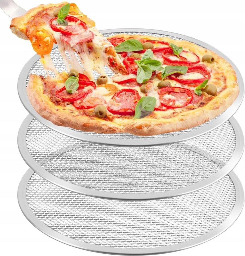 3db Alumínium pizza sütőrács kerek forma 12 inch