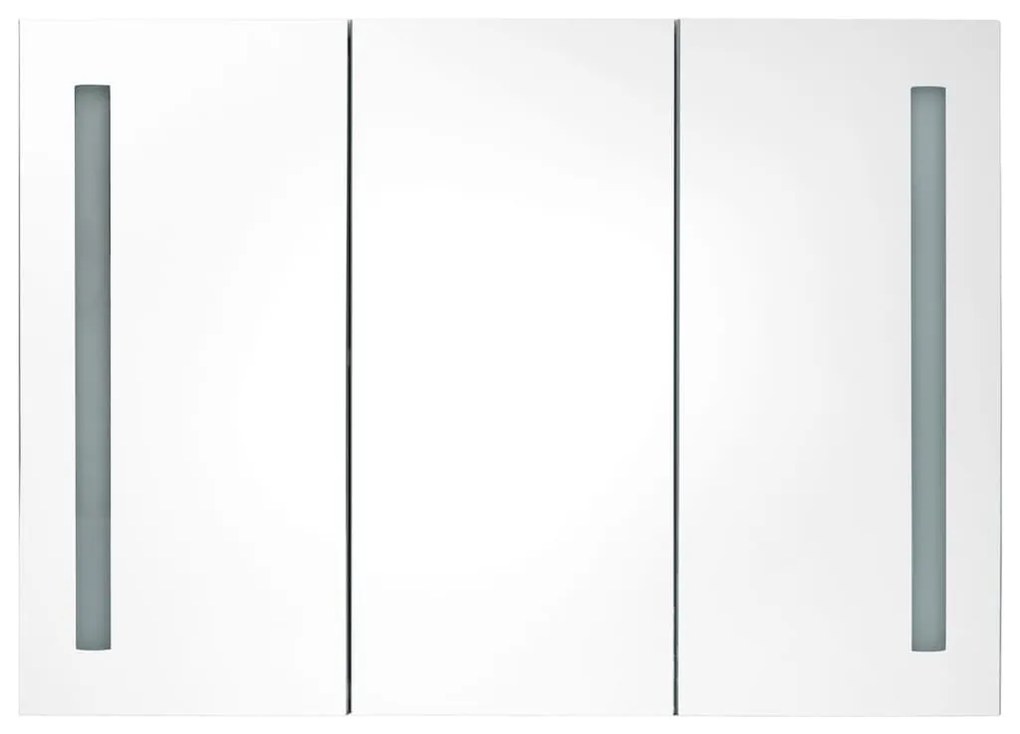 szürke tükrös fürdőszobaszekrény LED világítással 89x14x62 cm
