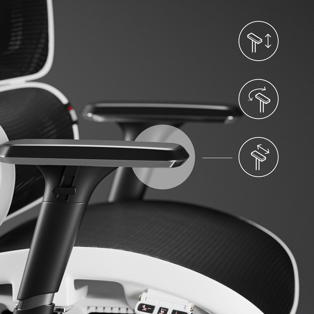 Ergonomikus irodai szék, fehér-fekete: Diablo V-Commander