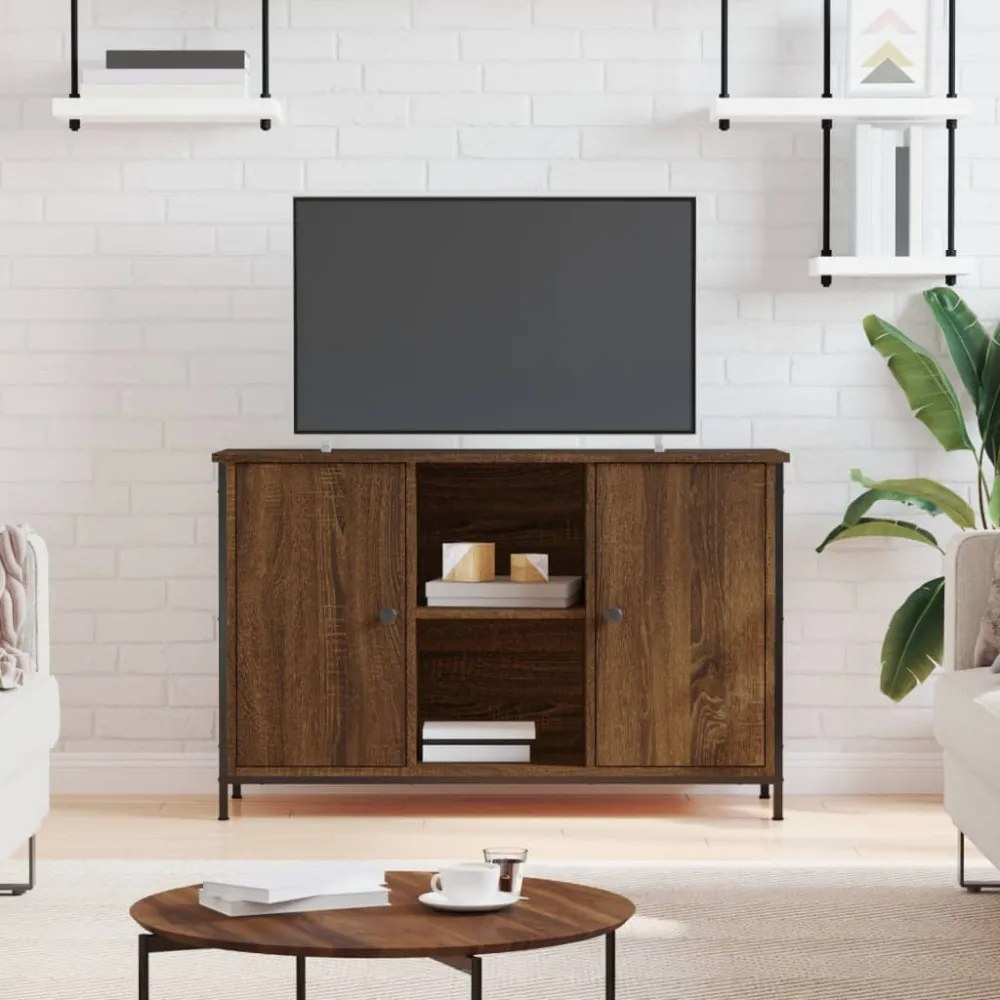 barna tölgyszínű szerelt fa TV-szekrény 100x35x65 cm