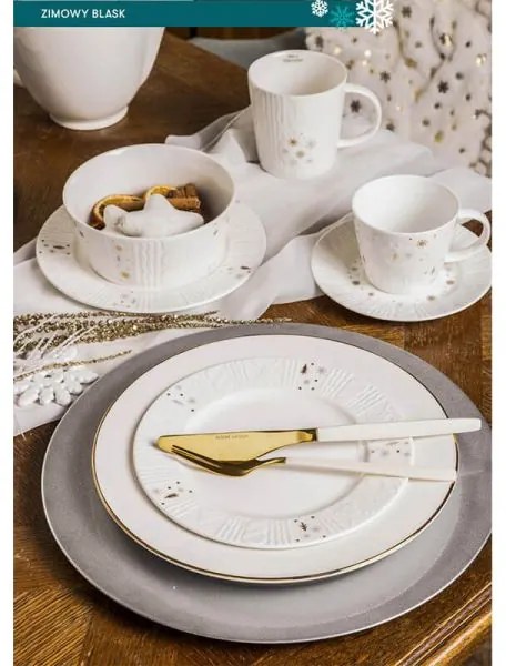 Karácsonyi dombor mintás hópelyhes porcelán desszertes tányér - 20 cm - Winter Glow