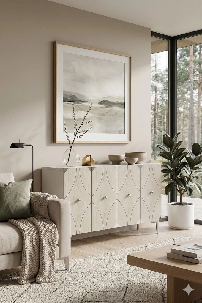 Alfa 120 - White, Travertine, Silver