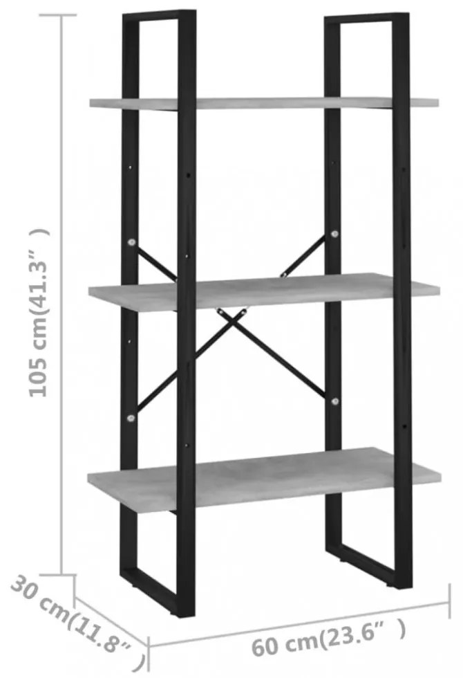 szürke forgácslap tárolópolc 60 x 30 x 105 cm