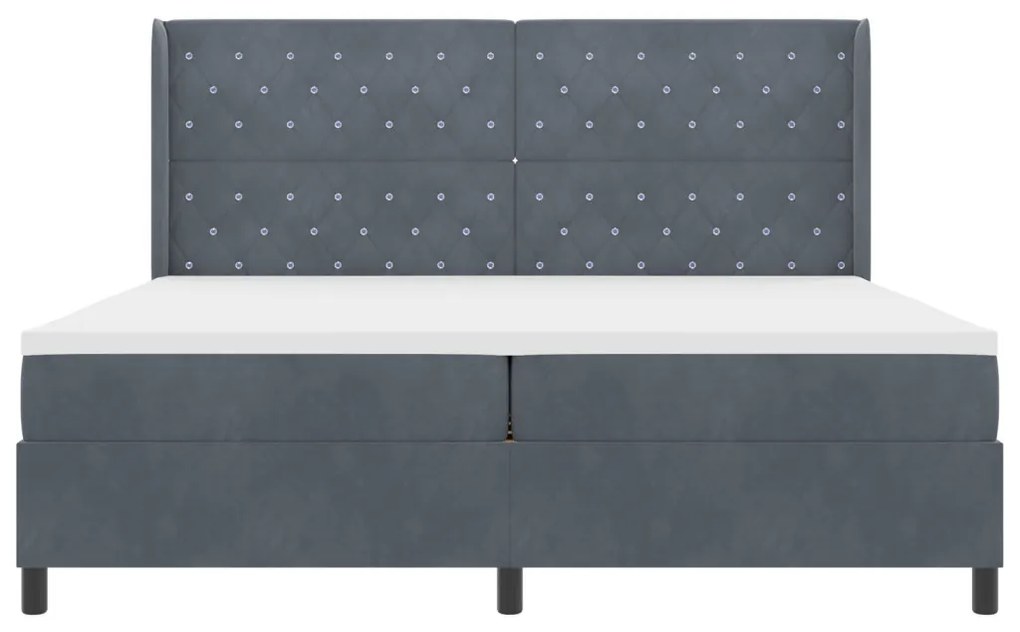 Boxspring Ágy Matraccal Sötétszürke 200x200 cm Bársonyos