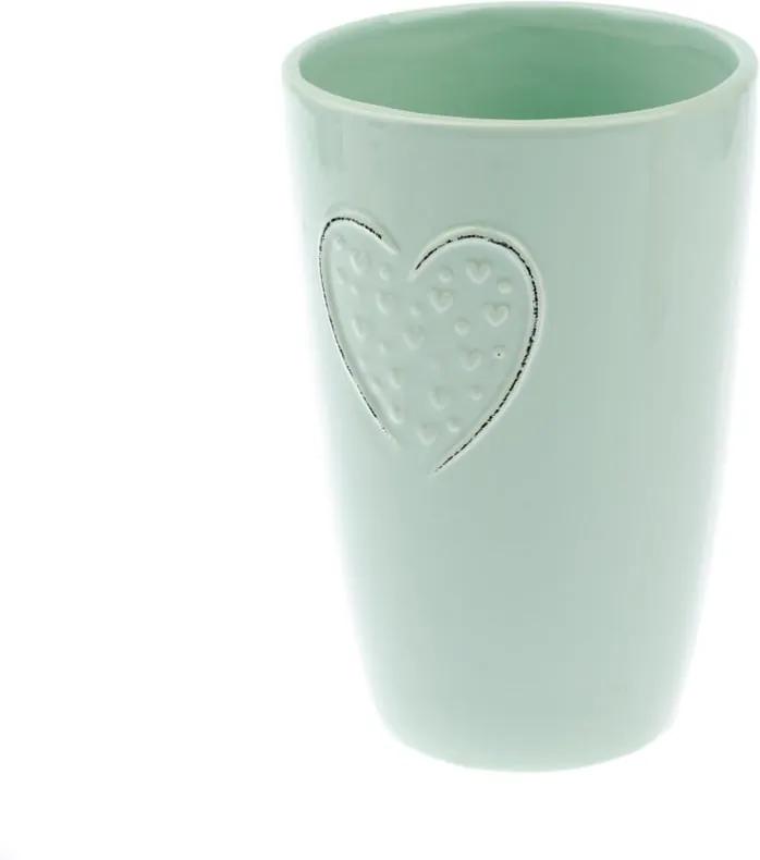 Hearts Dots világoszöld kerámia váza, magasság 18,3 cm - Dakls