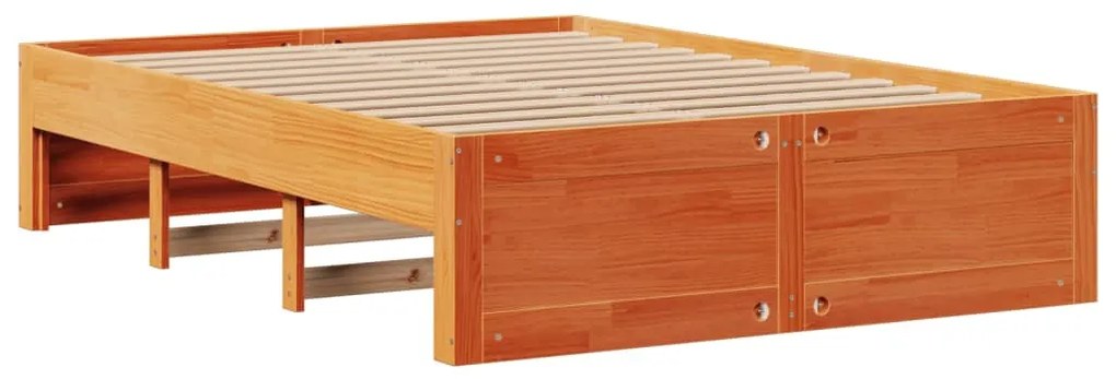 barna tömör fenyőfa fiókos ágykeret matrac nélkül 150 x 200 cm