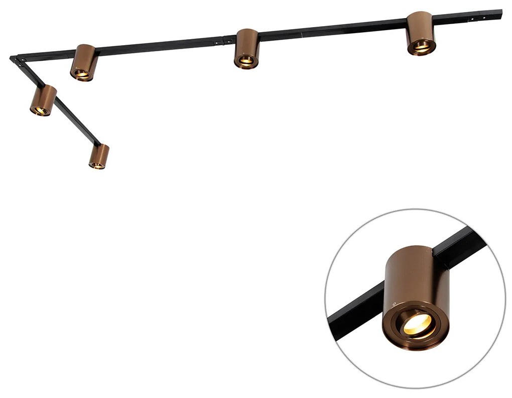 1 fázisú sínrendszer 5 spotlámpával sötét bronz és fekete színben - Rondoo Up
