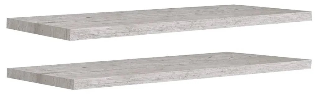 2 db betonszürke MDF lebegő fali polc 90 x 23,5 x 3,8 cm