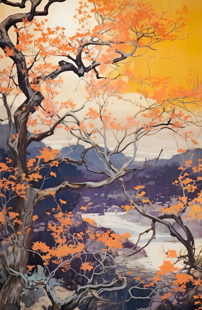 Poszter 53x81cm Arany Ősz a tóparton