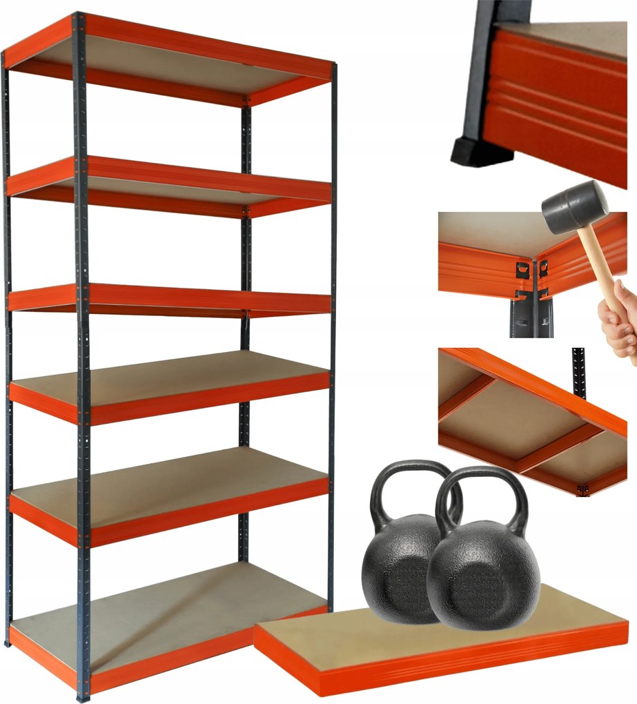 Tárolószekrény fém állvány Helios 213x90x45cm 6Px275kg Tömör