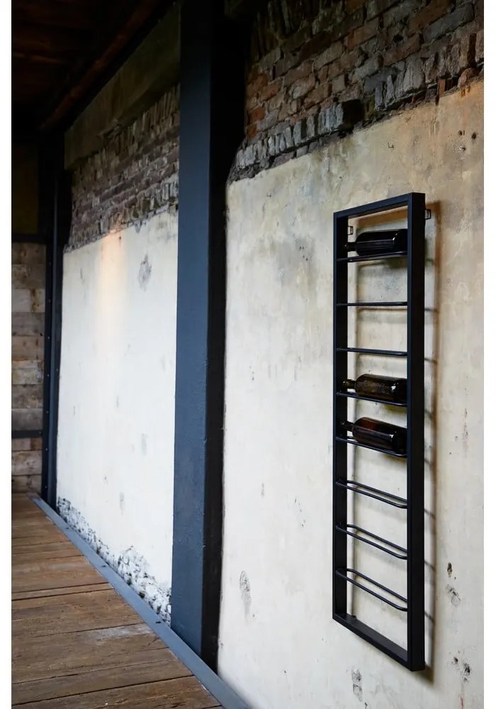 Fekete fali fém bortartó polcos állvány 42x120x6 cm Macaben – Light &amp; Living