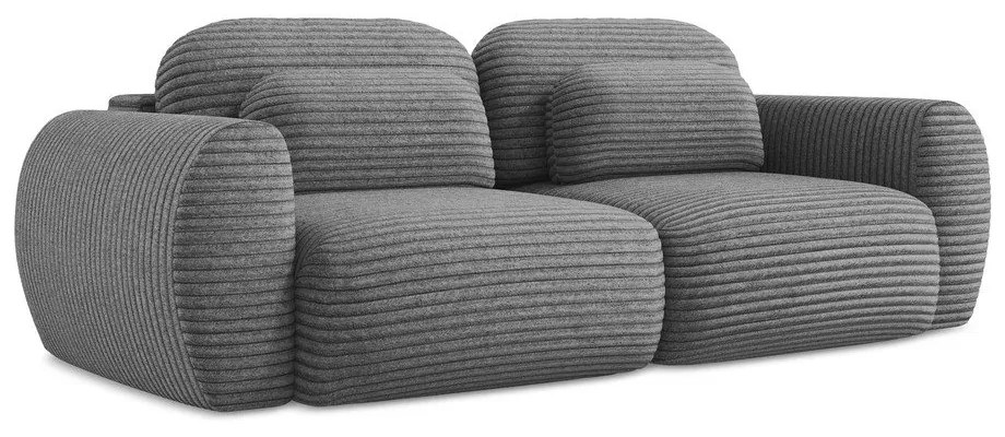 Sötétszürke kordbársony kinyitható-tárolóhelyes kanapé 266 cm Kini – Makamii