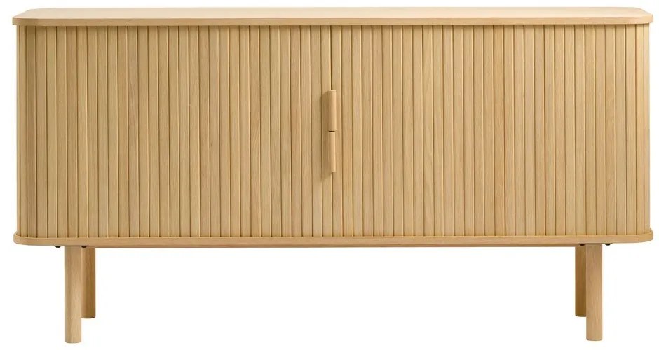 Natúr színű alacsony komód tolóajtóval, tölgyfa dekorral 76x160 cm Cavo – Unique Furniture