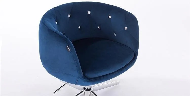 HR333CROSS Tengerkék velur modern szék krómozott lábbal