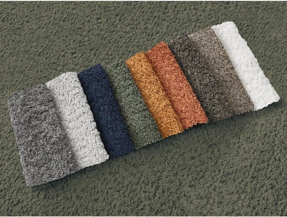 Zöld buklé kinyitható-tárolóhelyes sarokkanapé (jobb oldali-heverő résszel) Montaigne – Bobochic Paris