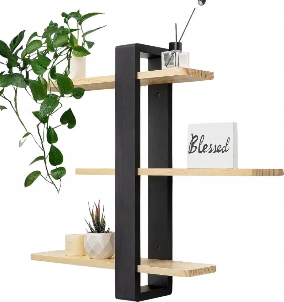 Fa Polcok 3DB-OS Akasztós Polc Szett Rusztikus Loft Dikom 50cm Új