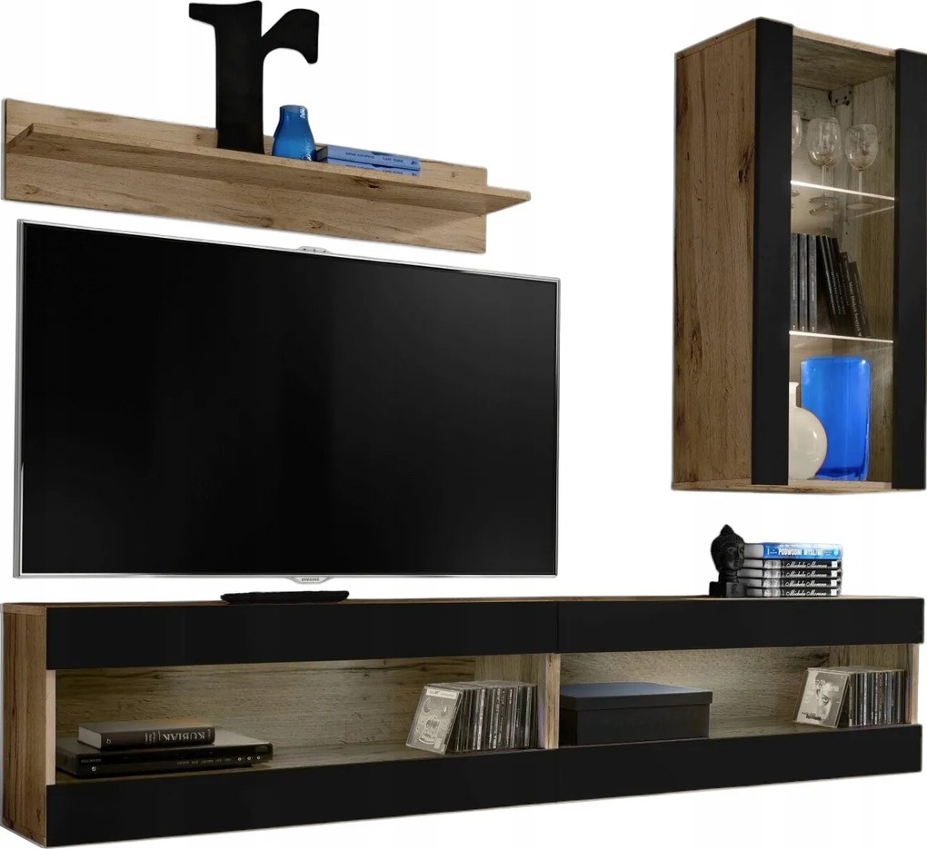 Rtv bútor szett Tivoli SET5 Wotan tölgy/Fekete