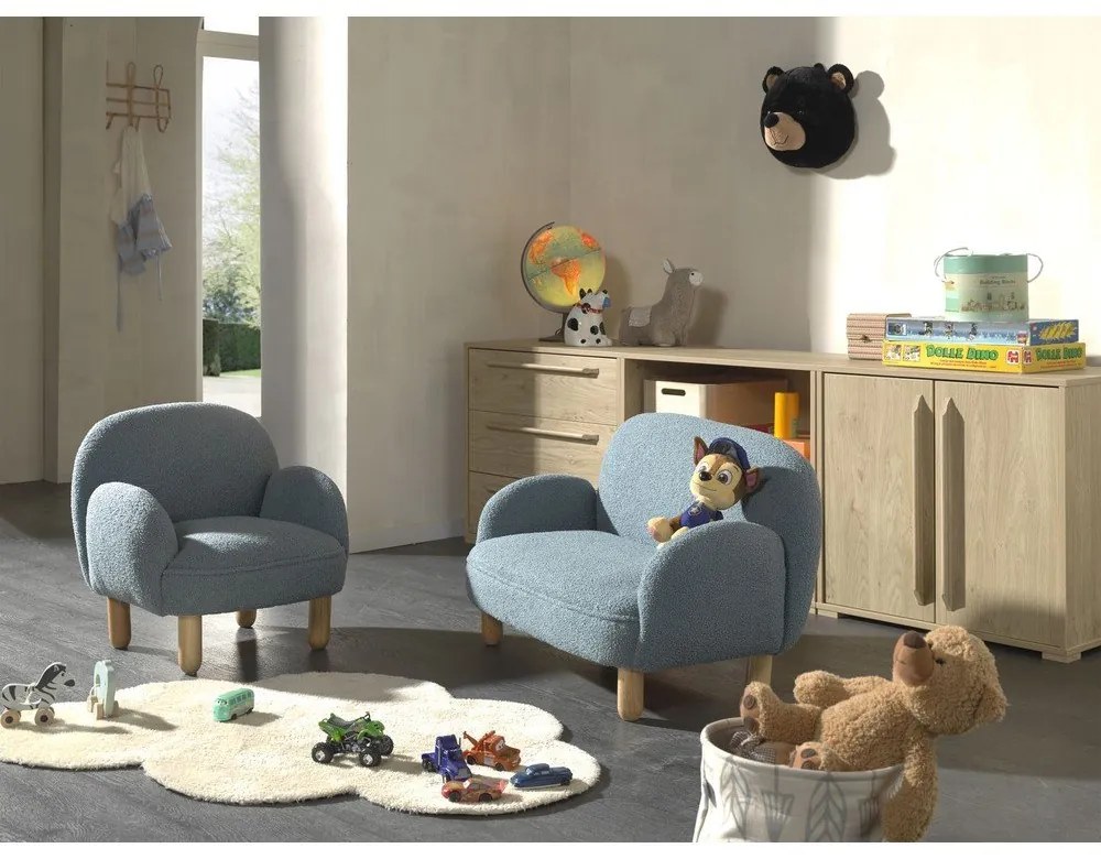 Kék buklé gyerek fotel Rocky – Vipack