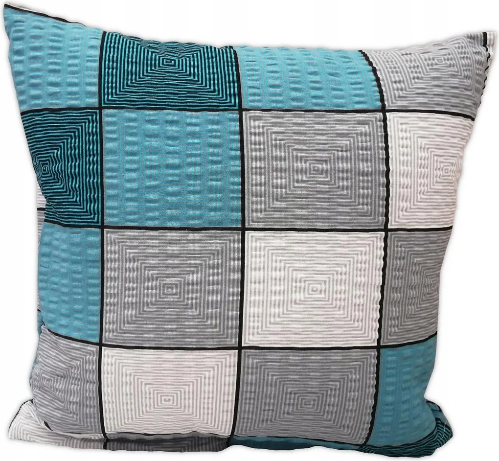 Fakéreg párnahuzat 50x60 piknik mintás, türkiz kockás