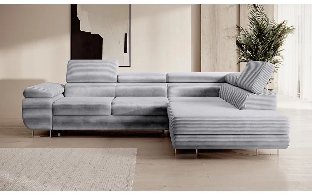 Sarokkanapé Stiletto (J) (világosszürke + ezüst). Akció -15%. 1099693