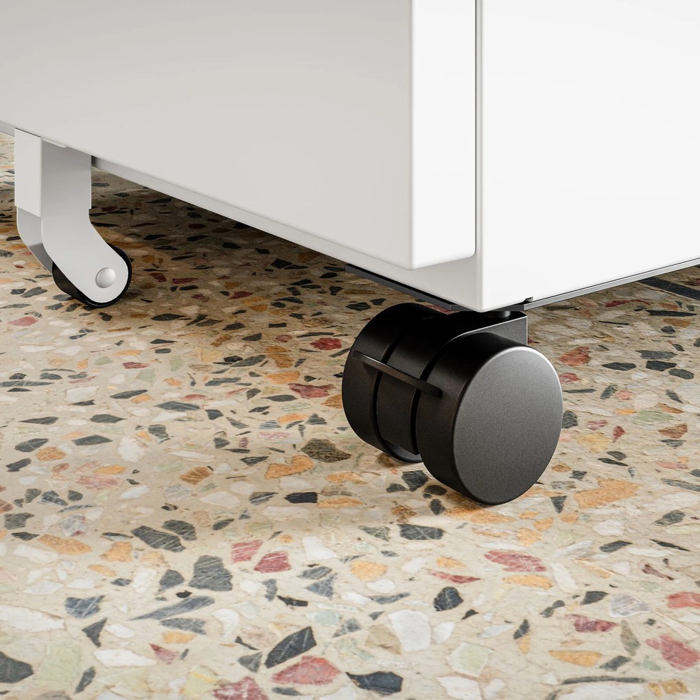 Fém gurulós konténer íróasztal alá KATE 390 x 600 x 500 mm, fehér