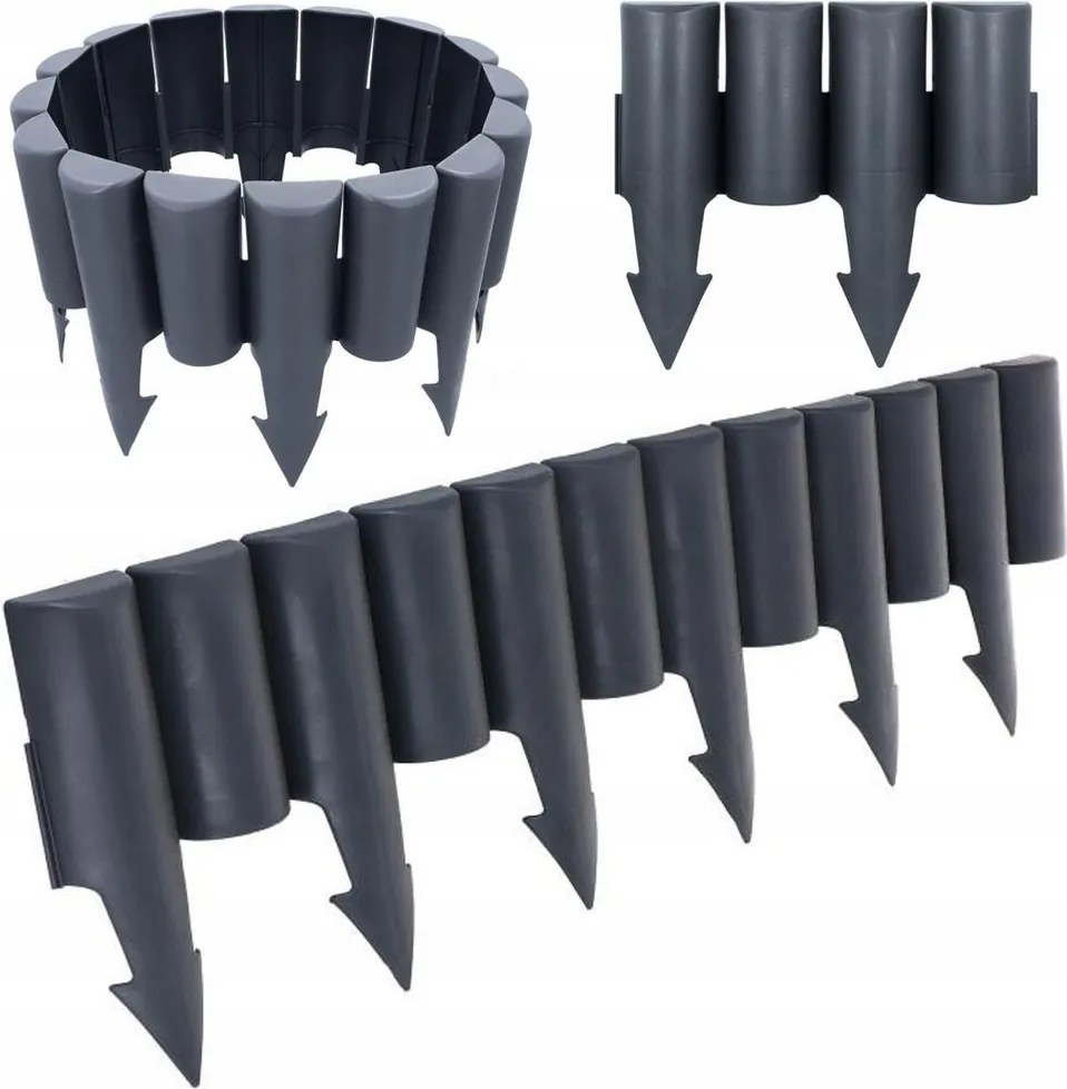 10x Kerti Paliszád Műanyag Szürke Border Szegély Kerítés Gyep 250 cm