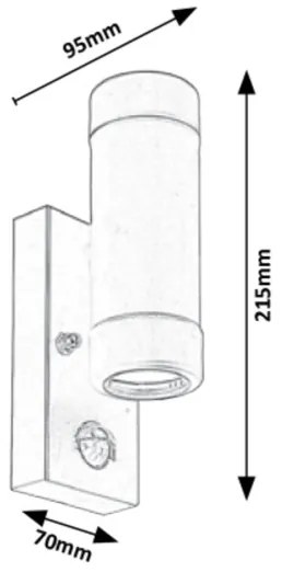 Rabalux 8835 - Kültéri fali lámpa érzékelős MADRID 2xGU10/10W/230V IP44 fekete