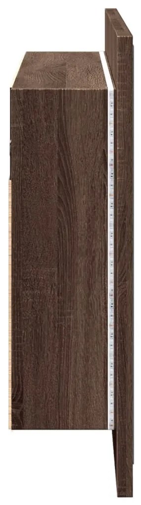 barna tölgy akril LED-es tükrös fürdőszobaszekrény 80x12x45 cm