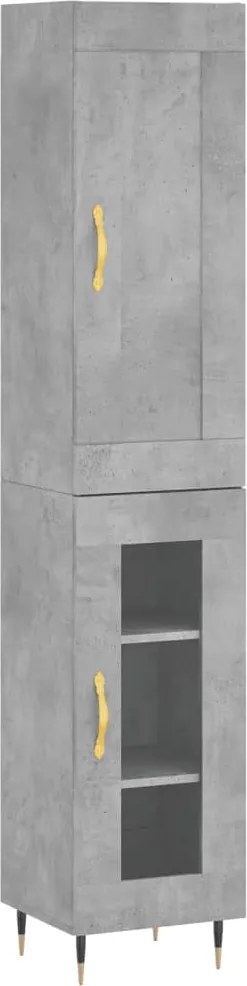 vidaXL betonszürke szerelt fa magasszekrény 34,5x34x180 cm