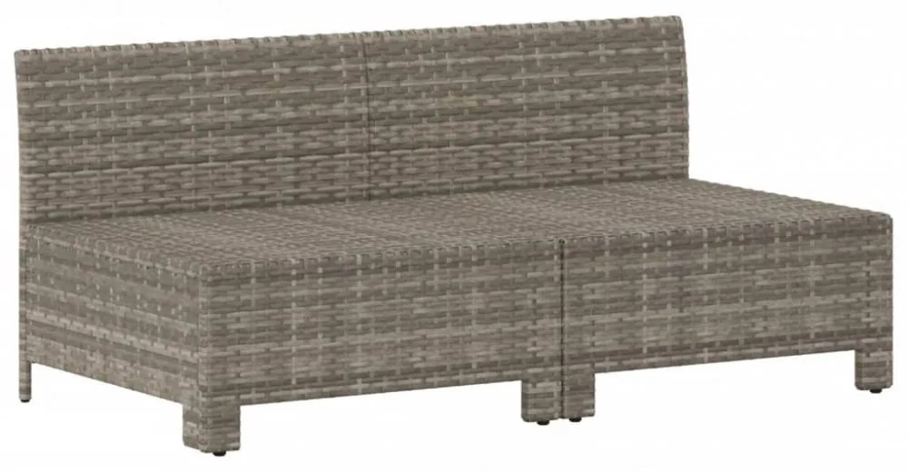 2 személyes szürke polyrattan kerti kanapé párnákkal