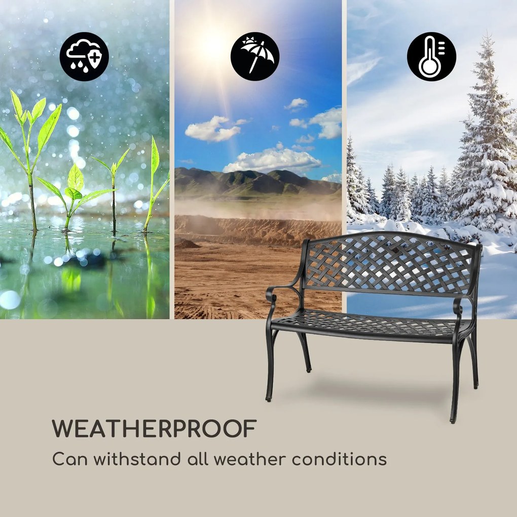 Blumfeldt Pozzilli BL, kerti pad, öntött alumínium, időjárásálló, fekete