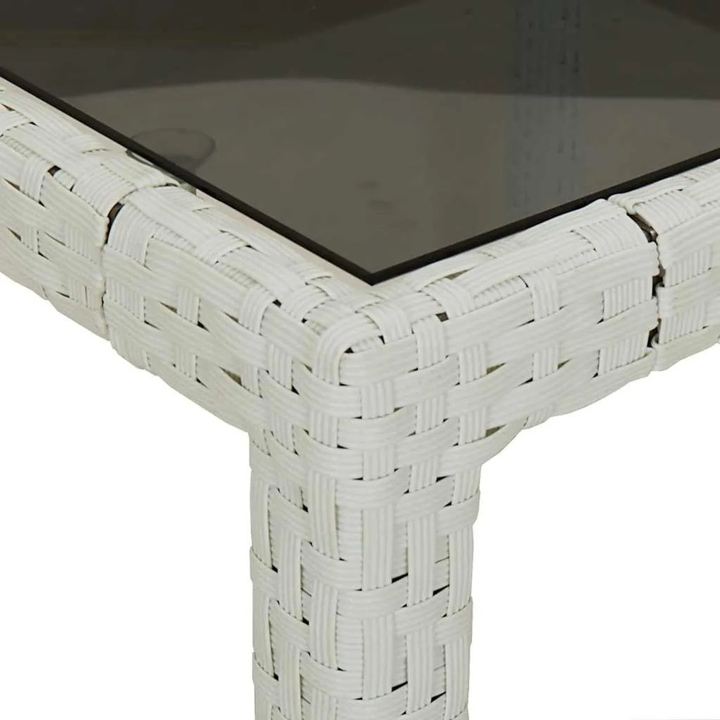 5 részes fehér polyrattan/üveg kerti étkezőgarnitúra párnákkal