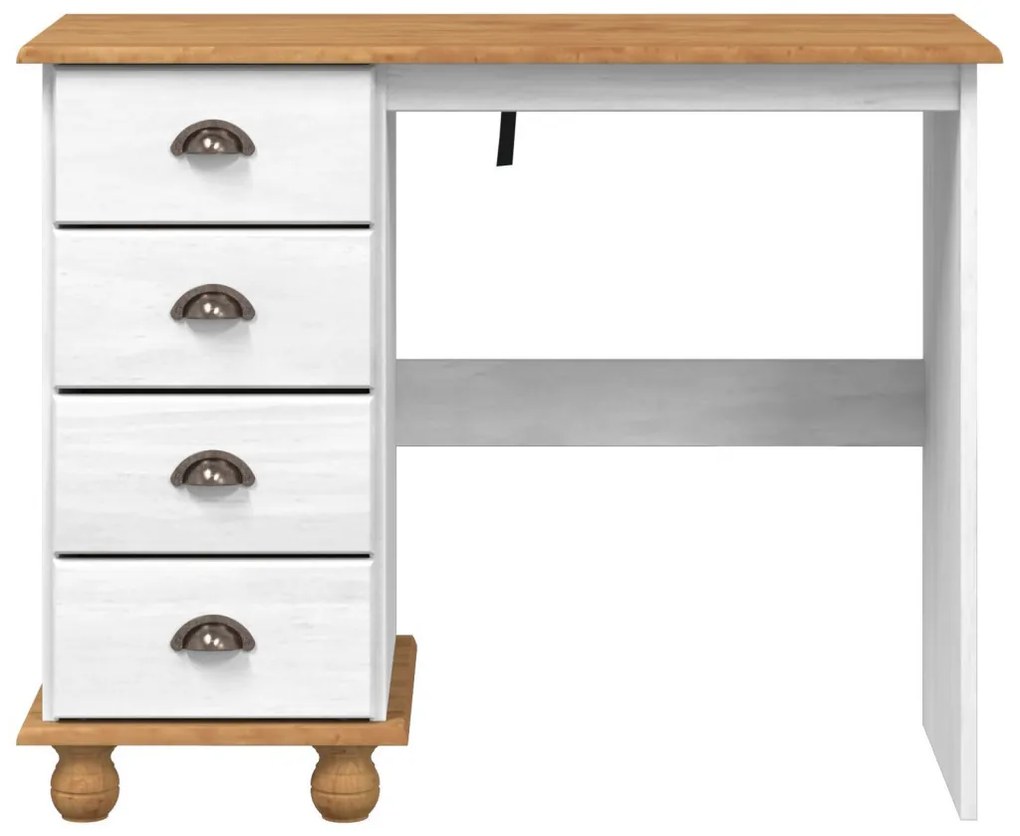 Íróasztal ASKIM" Fiókokkal Fehér 95x40x75 cm Tömbfa Fenyő"