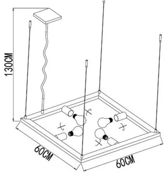 Lucide 73403/04/18 - Csillár zsinóron THOR 4xE27/60W/230V