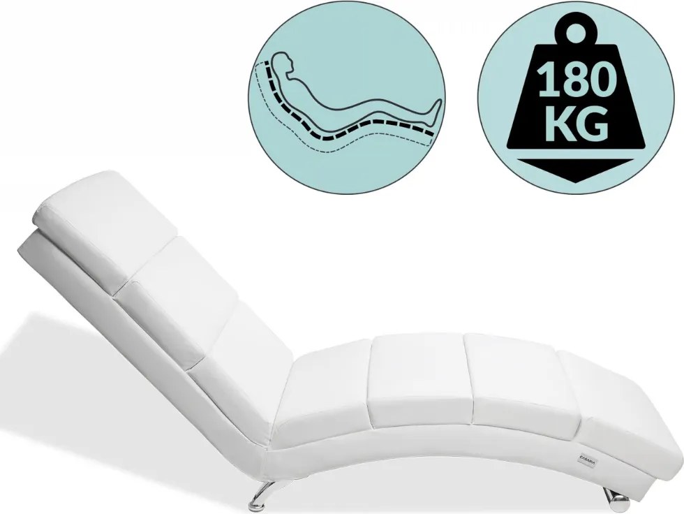 LONDON napozó fotel, 186×55×89cm, fehér Casaria