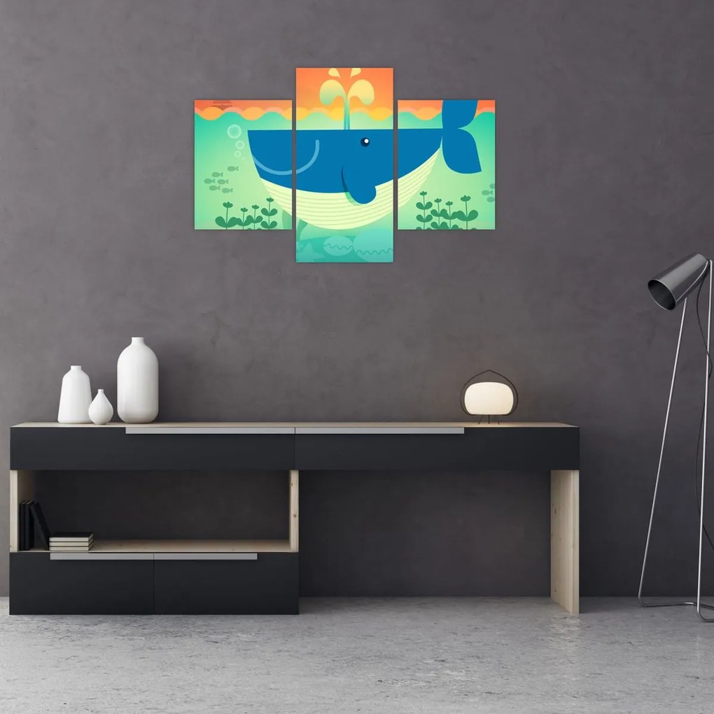 Kép - Vidám bálna a tengerben (90x60 cm)